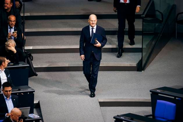 Federal Chancellor Olaf Scholz, SPD , recorded during a government questioning in the German Bundestag in Berlin, 13 11 2024 Berlin Germany Copyright: xFelixxZahnx