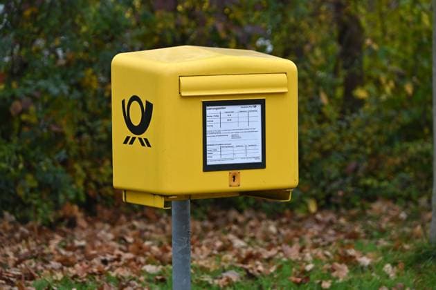 Yellow letterbox from Deutsche Post AG