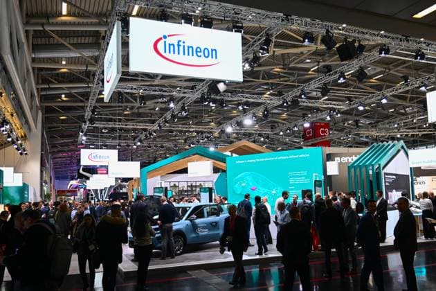 electronica is a trade fair for the electronics industry at the Messe München exhibition center in Riem Exhibitors present components, systems, applications and services for the industry Photo of the Infineon Technologies AG stand from Neubiberg