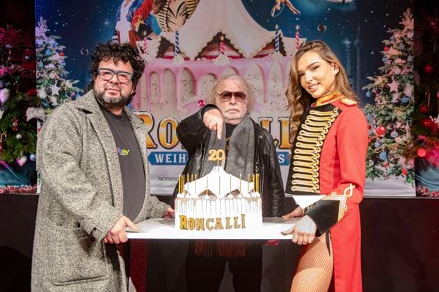 Oliver Polak, Bernhard Paul and Lili Paul Roncalli at the press conference for the 20th Roncalli Weihnachtscircus 2024 at the Tempodrom Berlin, 21 11 2024 Foto:xM.xBehrensx xFuturexImagex roncalli_4124