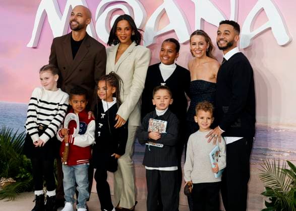 November 24, 2024, London, United Kingdom: Marvin Humes, Rochelle Humes, Sarah Merrygold and Aston Merrygold attend the Moana 2 UK Premiere at the Cineworld in Leicester Square, London. London United Kingdom - ZUMAs197 20241124_aaa_s197_336 Copyright: xCatxMorleyx