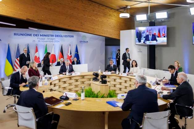 Third working session, together with the Minister for Foreign Affairs of Ukraine, in the framework of the meeting of G7 Foreign Ministers in Fiuggi, 26 11 2024 Photographed on behalf of the Federal Foreign Office Fiuggi Italy Copyright: xKiraxHofmann AAx
