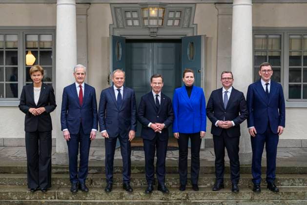 STOCKHOLM, SWEDEN 20241127 From left Latvias Foreign Minister Baiba BraÅ¾e, Norways Prime Minister Jonas Gahr Store, Polands Prime Minister Donald Tusk, Swedens Prime Minister Ulf Kristersson, Denmarks Prime Mini  Copyright: xHenrikxMontgomery TTx NORDISKT-BALTISKT TOPPMÖTE J73gHjBQLHE