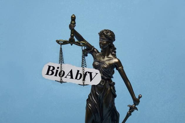 Justitia and BioAbfV lettering Justitia and BioAbfV lettering, 30 11 2024, Borkwalde, Brandenburg, The model of Justitia bears the BioAbfV lettering