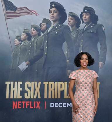 Cast member Kerry Washington attends the premiere of Netflix s motion picture historic war drama The Six Triple Eight at the Egyptian Theatre in the Hollywood section of Los Angeles on Tuesday, December 3, 2024. Storyline: 855 women joined the war to fix the three-year backlog of undelivered mail. Faced with discrimination and a country devastated by war, they managed to sort more than 17 million pieces of mail ahead of time.  LAP2024120314 JIMxRUYMEN