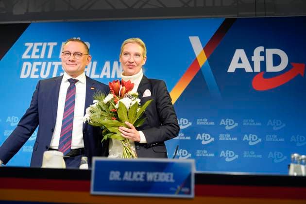 Presentation of the AfDs candidate for chancellor, Alice Weidel, Tino Chrupalla Press conference of federal spokespersons Alice Weidel and Tino Chrupalla with the presentation of the AfDs candidate for chancellor for the 2025 federal elections Berlin Berlin GER