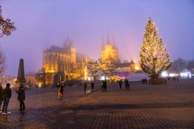 Erfurt city center 26122024 View of Erfurt city center, cathedral and church St Severi Erfurt old town Thuringia Germany 261224_ppb-6
