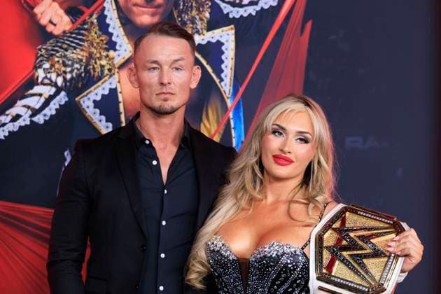 January 6, 2025, Inglewood, California, USA: (L-R) Ludwig Kaiser and Tiffany Stratton on the red carpet of the WWE Monday Night RAW LA Premiere Event on Netflix on Monday January 6, 2025 at Intuit Dome in Inglewood, California. ARIANA RUIZ PI Inglewood U.S - ZUMAp124 20250106_zaa_p124_290 Copyright: xArianaxRuizx