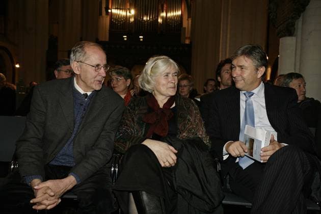 Klaus Wowereit, Governor Mayor from Berlin at the Award ceremony of Hannah Hoech Prices 2007 with the Preistraeger Painter Harald Metzkes and its Woman in the Church of St. Nicolai in Berlin Middle