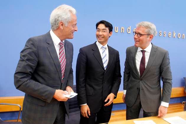 BM Peter Ramsauer, BM Philipp ROESLER and BM Norbert ROETTGEN in the Federal Press Conference, Subject the from Federal Cabinet adopted Energy turnaround, Berlin Germany, Germany