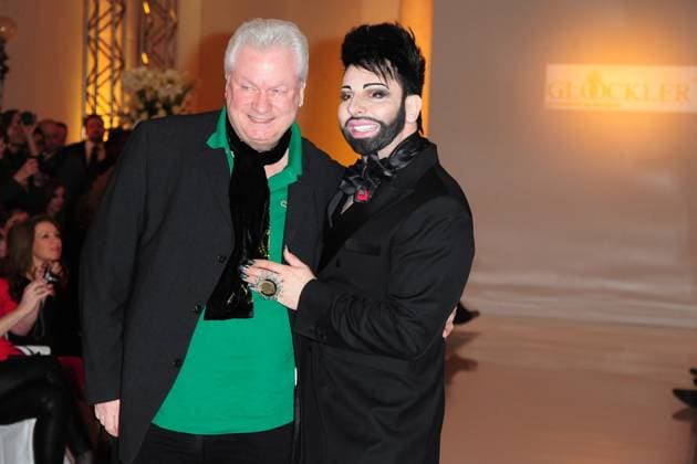 Harald Gloeoeckler with Life partner Dieter Schroth presentation the New Spring Summer collection , Gloeoeckler presents by bonprix at Hotel de Rome in Berlin Berlin Germany