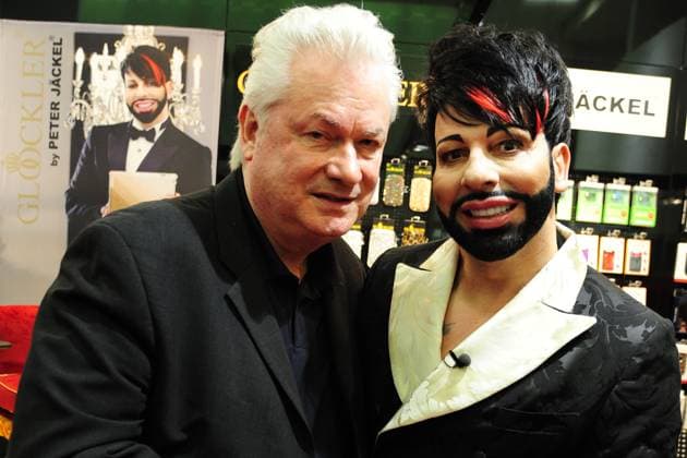 Harald Gloeoeckler with Life partner Dieter Schroth, World premiere its New Hollywood Collection, for Smartphones at the IFA in Berlin Entertainment, world premiere, Berlin Germany, Germany
