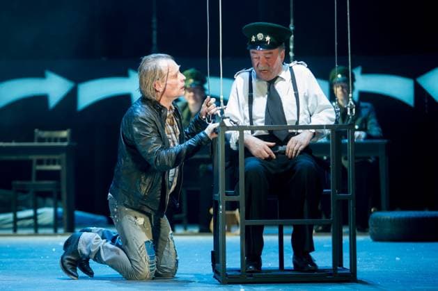 John Krisch as Liliom, Martin Seifert as Police officer, Photo sample from Liliom at Berlin Ensemble staged from Mona Kraushaar on 22 5 2012 in Berlin, Berlin germany, Germany