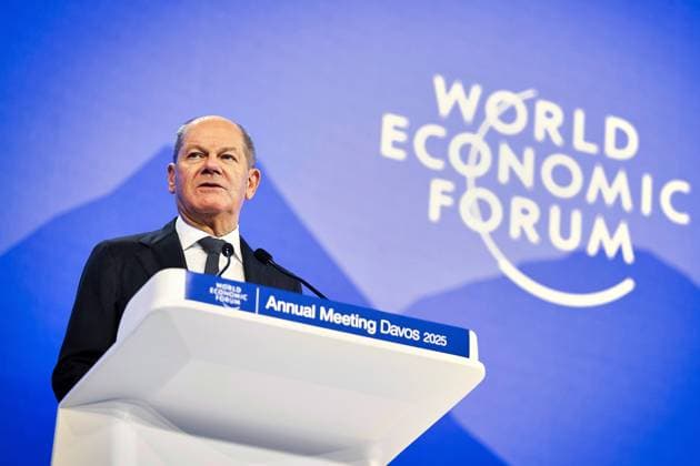 Davos, Graubünden, Switzerland, 21 01 2025 Congress Center World Economic Forum Federal Chancellor Olaf Scholz SPD gives a speech Copyright: xBergmann,xGuido BPA dtsxNachrichtenagenturx dts_56184