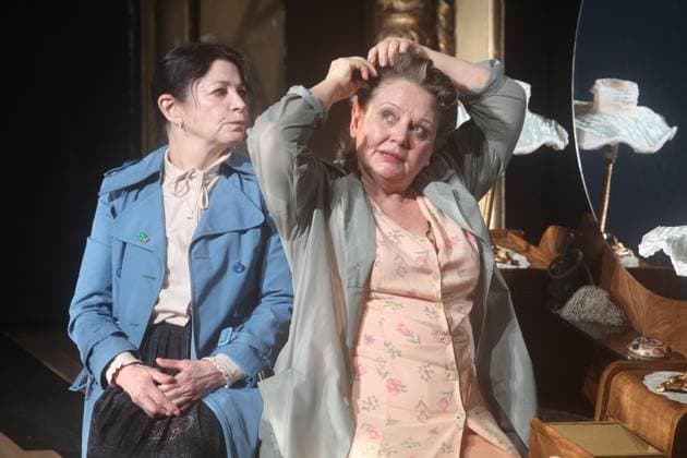 Photo sample the PRAESIDENTINNEN from Werner Schwab Berlin Ensemble in Berlin Ursula Hoepfner Tabori as Mariedl and Svetlana Schoenfeld as Grete Berlin Germany, Germany
