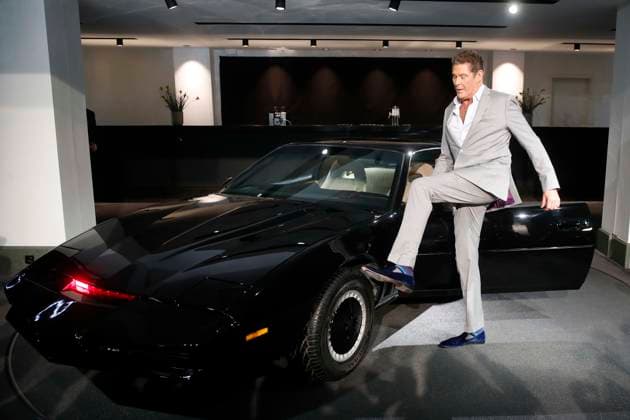 David Hasselhoff, Saenger, poses at Friedrichstadtpalast in Berlin before the Car KITT, a Pontiac FIREBIRD Knight Rider Trans AM, before the Start its Germany Tour, Concert in Berlin, Berlin Germany, Germany