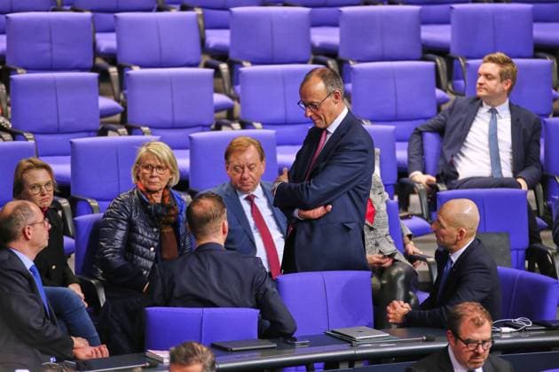 Berlin, Germany, 31 01 2025 German Bundestag 211 Bundestag session CDU leader Friedrich Merz is waiting in the CDU CSU parliamentary group for the result of the roll-call vote on the so-called influx limitation law Copyright: xdtsxNachrichtenagenturx dts_57272