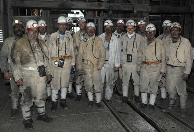 Miners of Deutsche Steinkohle AG DSK working underground in the Falscheid field of Saar colliery on 5 6 2007 bub