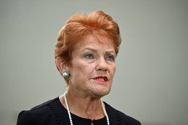 PAULINE HANSON PRESSER, One Nation leader Pauline Hanson at a press conference at Parliament House in Canberra, Thursday, February 6, 2025. ( NO ARCHIVING, EDITORIAL USE ONLY, NO USE IN BOOKS WITHOUT CONSENT CANBERRA AUSTRALIAN CAPITAL TERRITORY AUSTRALIA PARLIAMENT HOUSE  Copyright: xMICKxTSIKASx 20250206176296452427
