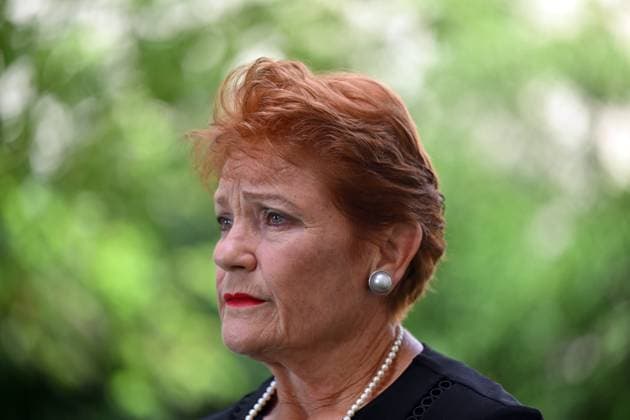 PAULINE HANSON PRESSER, One Nation leader Pauline Hanson at a press conference at Parliament House in Canberra, Thursday, February 6, 2025. ( NO ARCHIVING, EDITORIAL USE ONLY, NO USE IN BOOKS WITHOUT CONSENT CANBERRA AUSTRALIAN CAPITAL TERRITORY AUSTRALIA PARLIAMENT HOUSE  Copyright: xMICKxTSIKASx 20250206137338530510