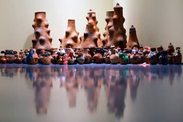 The ceramic work Bareness by visual artist Elias Sime on show in his exhibition ECHO at Kunstpalast Düsseldorf In spring 2025, Kunstpalast is devoting a large-scale exhibition to the Ethiopian artist Sime works with industrial materials and electronic waste such as microchips, power cables, computers and ot Copyright: xChristophxHardtx