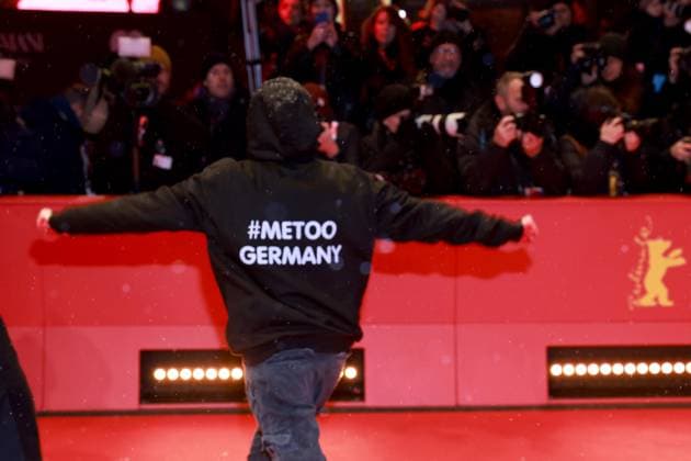13 02 2025, Demonstrators, at the opening of the 75th Berlinale, Berlin International Film Festival, Red Carpet, Berlin Germany, Germany