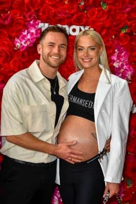 Philipp Stehler, Vanessa Ciomber pregnant Baby bump to Guest at the Red Carpet at the Opening of TK Maxx Supercandy Pop up at Museumam Wednesday 10 05 2023 in ColognePhotow NRW D
