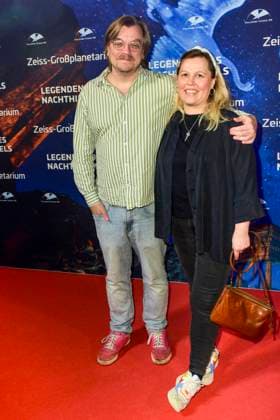Nilz Nils Bokelberg and Woman Maria Lorenz Bokelberg presenter married couple to Guest at the Red Carpet at the World premiere Legends of Night sky on Thursday 23 11 2023 at Zeiss Large Planetarium in Berlin Berlin D