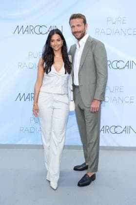 Amira Pocher, Christian Dueren at the Fashion Show from Marc Cain on 02 July 2024 vorm New Palais at Park Sanssouci in Potsdam Brandenbug Germany
