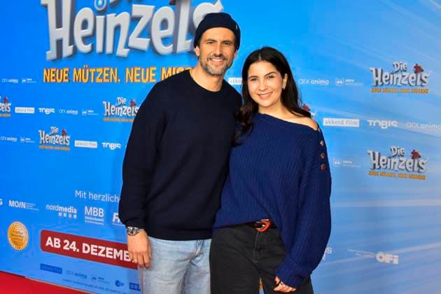 Tom Beck with Chryssanthi Kavazi Actors to Guest at the Red Carpet at the Cinema Film Premiere the Heinzels New Muetzen New Mission at Cinedome on 08 December 2024 in Cologne NRW Germany