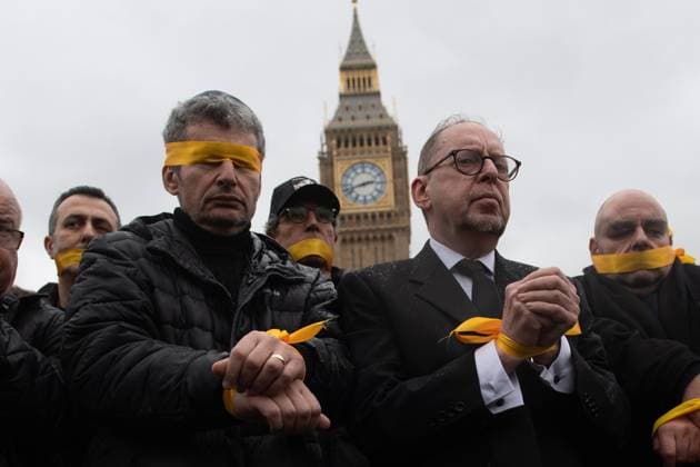 Bilder des Jahres 2025, News 02 Februar News Themen der Woche KW08 News Bilder des Tages Israeli Hostages Rally - Thursday 20 February 2025 - Parliament Square, London, UK Supporters of Israel stage a protest at Parliament Square in London, England, UK on Thursday 20 February, 2025 calling on the release of all hostages still held by HAMAS from the Oct 7th attack. This comes after four bodies of hostages were returned to Israel., Credit:Justin Ng Avalon UK, England, London, Parliament Square Copyright: xJustinxNgx xAvalonx 0966520030