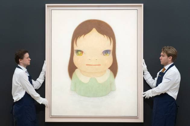 Bilder des Jahres 2025, Entertainment 02 Februar Sotheby s Modern & Contemporary Evening Auction - 26 Feb 2025 - London, UK Art handlers hold up Cosmic Eyes (in the Milky Lake) by Yoshitomo Nara (est. £6 million - £8 million) goes on publiv view at Sotheby s before it is offered at the Modern & Contemporary Evening Auction on 4th March 2025 - Sotheby s, London, England, UK on Wednesday 26 February, 2025., Credit:Justin Ng Avalon UK, England, London, Sotheby s Copyright: xJustinxNgx xAvalonx 0969197290
