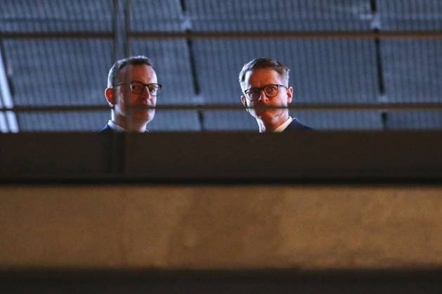 Berlin, Germany, 03 03 2025 German Bundestag Exploratory talks between CDU CSU and SPD 2 day of negotiations Jens Spahn and Carsten Linnemann, both CDU Copyright: xdtsxNachrichtenagenturx dts_61603