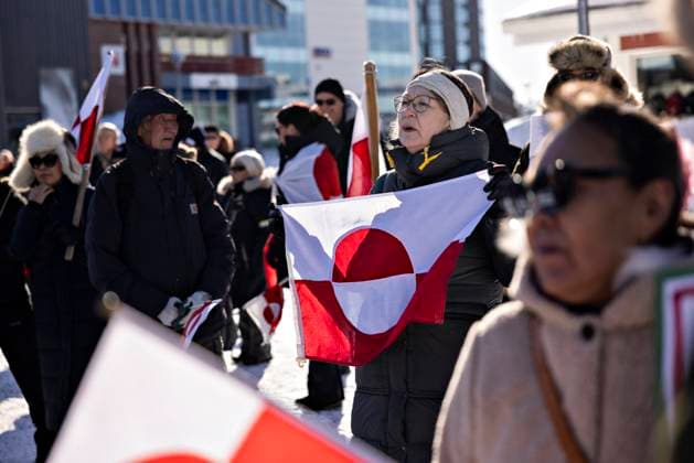 Greenland Trump protest Protest Protestesters at a demonstration march ending in front of USA s consulate, under the slogan, Greenland belongs to the Greenlandic people, in Nuuk, Greenland, Saturday March 15, 2025 , Denmark  Copyright: ChristianxKlindtxSoelbeckx spdk20250315-173014-L
