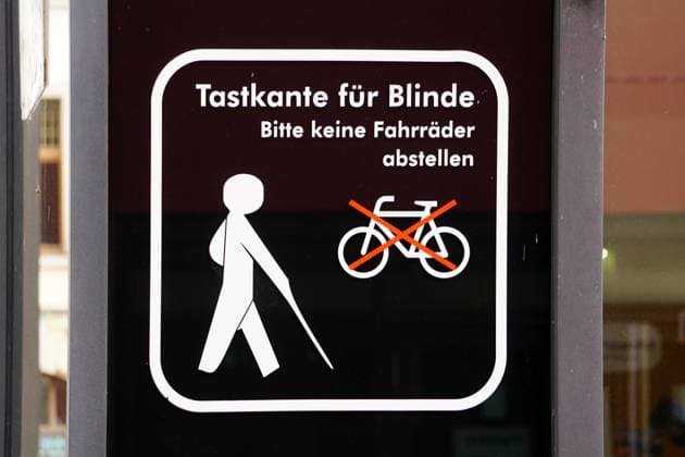 handicapped accessible, Sensing edge for Blind people, Information sign with pictograms, Abstellverbot from Bicycles 1131602243