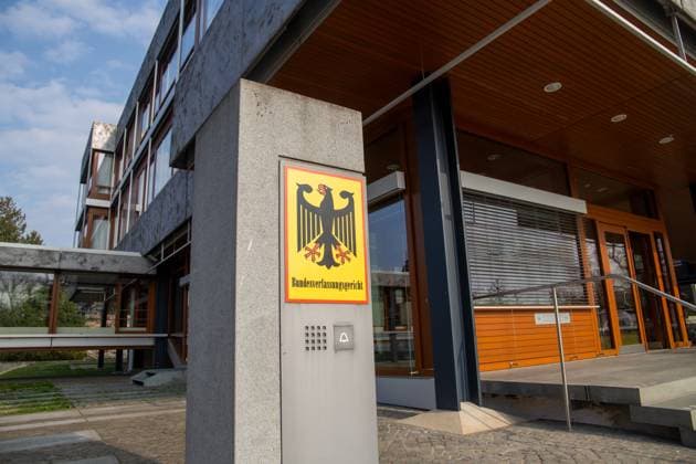 Close-up of the mailbox at the Federal Constitutional Court in Karlsruhe Copyright: xUdoxHerrmannx