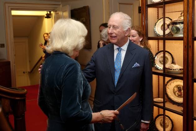 . 25 03 2025. London, United Kingdom. King Charles III and Queen Camilla at a reception to mark the launch of the Queen s Reading Room Medal at Clarence House in London.  xPoolx xi-Imagesx IIM-25835-0013