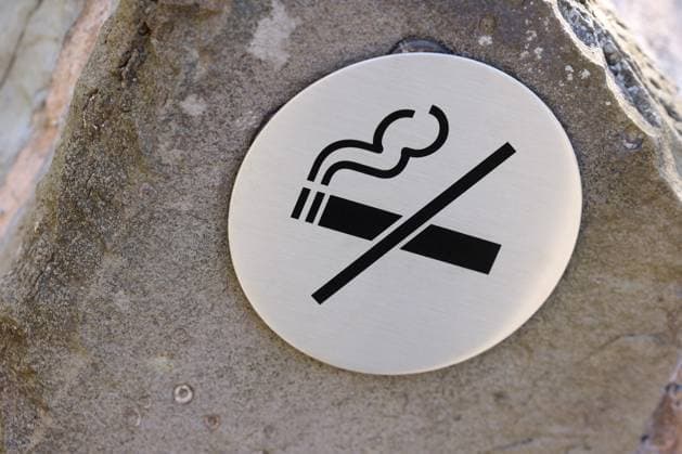 Smoking ban sign at the Upper Castle in Siegen Symbol image Smoking, smoking ban on 03 04 2025 in Siegen Germany