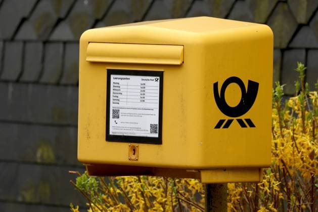 A Deutsche Post letterbox in Siegen Geisweid letterbox on 22 04 2025 in Siegen Germany