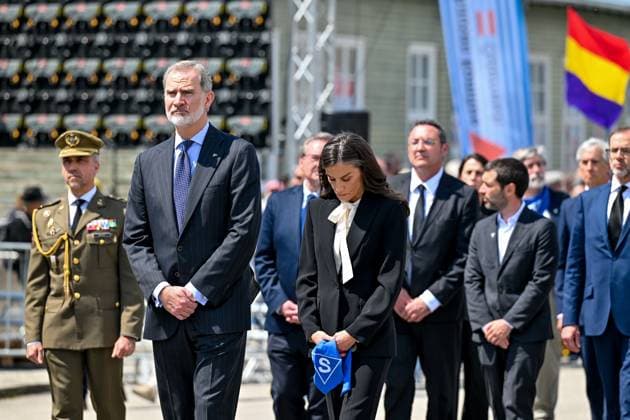 AUT, International Commemoration and Liberation Ceremony Mauthausen Concentration Camp 2025 11 05 2025, Mauthausen, AUT, International Commemoration and Liberation Ceremony Mauthausen Memorial 2025, 80 Years of Liberation Mauthausen Concentration Camp in the picture Delegation Spain, Felipe IV, King of Spain Felipe Juan Pablo Alfonso de Todos los Santos de Borbon Internationale Gedenk- und Befreiungsfeier Gedenkstaette Mauthausen 2025, 11.05.2025-183