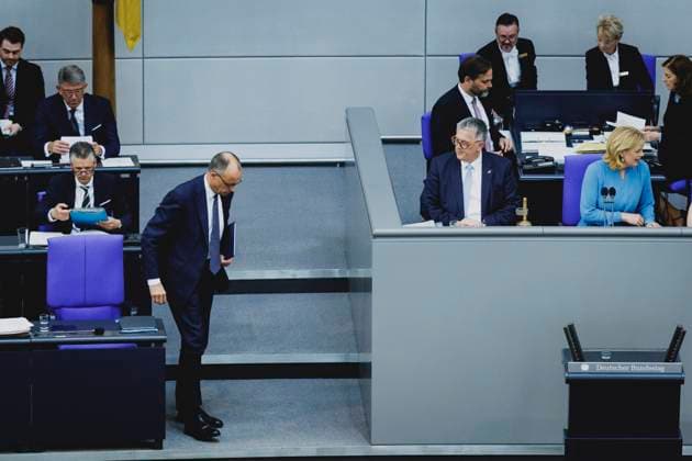 Friedrich Merz CDU , Federal Chancellor, taken during the session of the German Bundestag in Berlin, 14 05 2025 Berlin Germany Copyright: xFlorianxGaertnerx