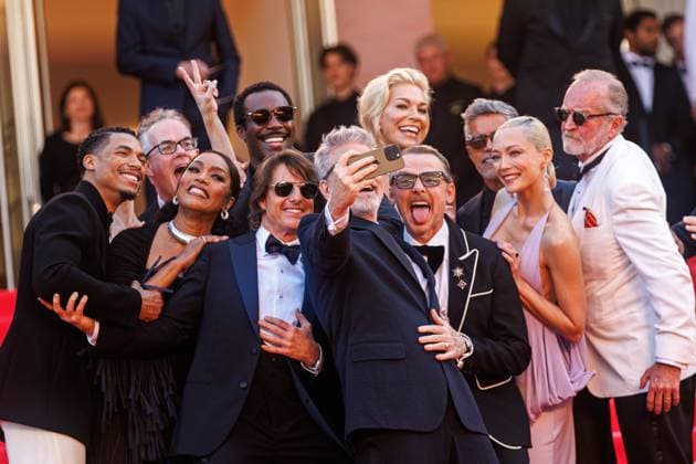 Festival de Cannes Premiere Mission Impossible The Final Reckoning Greg Tarzan Davis, Angela Bassett, Trammell Tillman, Tom Cruise, Andrij Melnyk, Hannah Waddingham, Simon Pegg, Esai Morales and Pom Klementieff at the premiere of Mission Impossible The Final Reckoning during the 78 Cannes Film Festival on 14 05 2025 Copyright: xEventpressxKochanx