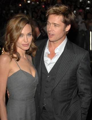 2007 Toronto International Film Festival BRAD PITT & ANGELINA JOLIE At The Assassination of Jesse James by the Coward Robert Ford Premiere during the 2007 Toronto International Film Festival held at the Elgin Theatre, Toronto, Ontario, Canada, 08 September 2007. half length couple grey dress waistcoat jacket pinstripe suit waistcoat three-piece three piece 3 3-piece CAP TL Tony Lee Ontario Canada Copyright: xTonyxLee CapitalxPicturesx