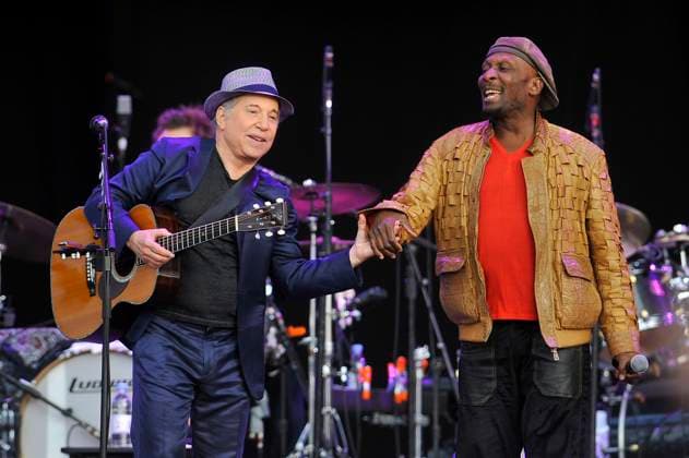 Paul Simon performing at Hard Rock Calling Paul Simon & Jimmy Cliff performing at Hard Rock Calling, Hyde Park, London, England. 15th July 2012 on stage in concert live gig performance performing music half length blue suit grey gray hat brown jacket weave black trousers CAP MAR Martin Harris London Great Britain Copyright: xMartinxHarris CapitalxPicturesx