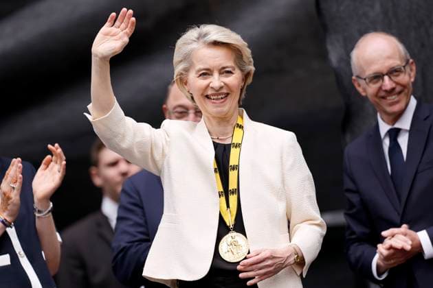 Politician Ursula von der Leyen CDU , President of the EU Commission, at her award ceremony for the International Charlemagne Prize of Aachen 2025 Aachen, 29 05 2025 NRW Germany Copyright: xChristophxHardtx