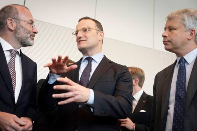 Bundestag parliamentary group, CDU CSU, Jens Spahn, Steffen Bilger, Manfred Weber, MEP Press statement, Bundestag, Bundestag parliamentary group, CDU CSU, Chairman, Jens Spahn, CDU, Steffen Bilger, Manfred Weber, MEP Berlin Berlin GER