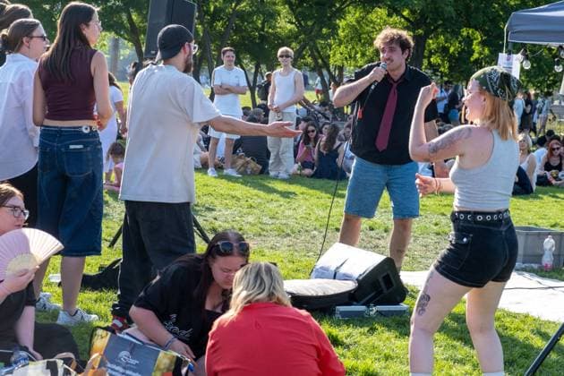 Fete de la Musique at the beginning of summer in Berlin Prenzlauer Berg A musician raps on the Lost Lives Shows stage in Mauerpark Fete de la Musique at the beginning of summer in Berlin Prenzlauer Berg A musician raps on the L sp2025062143474.jpg
