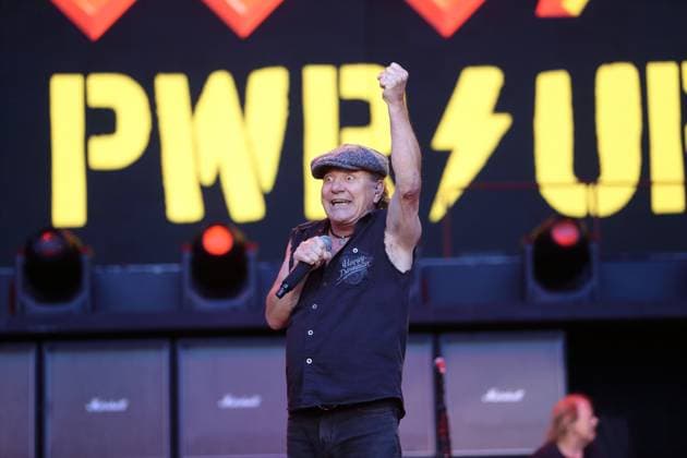 Brian Johnson from the band AC DC at a concert in the Olympiastadion in Berlin, June 30, 2025 AC DC concert Berlin