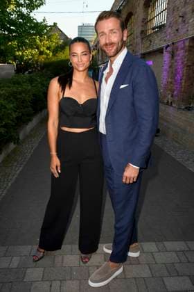 Amira Aly and Christian Dueren as guests at the fashion show of Lascana , Summer Club at Maaya on July 02, 2025 in Berlin Berlin Germany