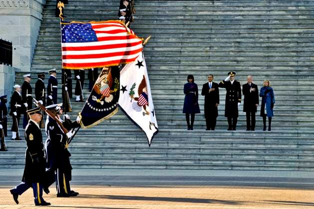 Investiture of President Barack Obama in Washington on January 21, 2013 Members of the Joint Armed Forces Color Guard perform pass in review for the President of the United States in Washington, Jan 21, 2013 Military involvement in the  Copyright: xAgencex xBestimagexAgencex xBestimagex